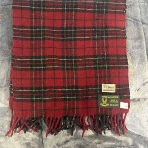 L.L. Bean Red Plaid Wool Scarf